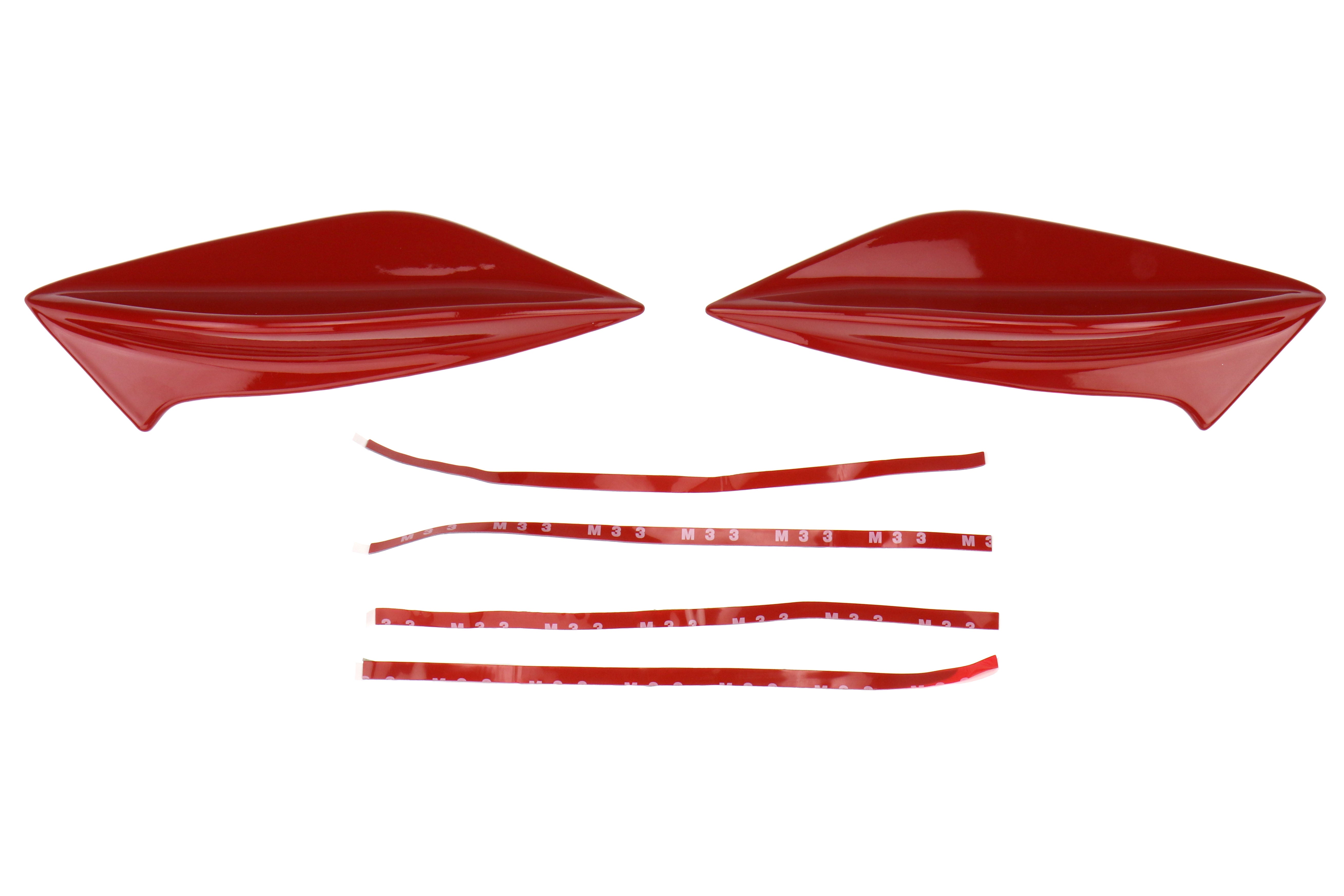 OLM STI Spoiler Side Fins - Lightning Red (C7P) - 2015-2021 Subaru STI / WRX (With STI Wing)